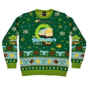 Adult Numskull Long‎ Sleeve Sweater Green XS Christmas Vacation Sh*tter's Full